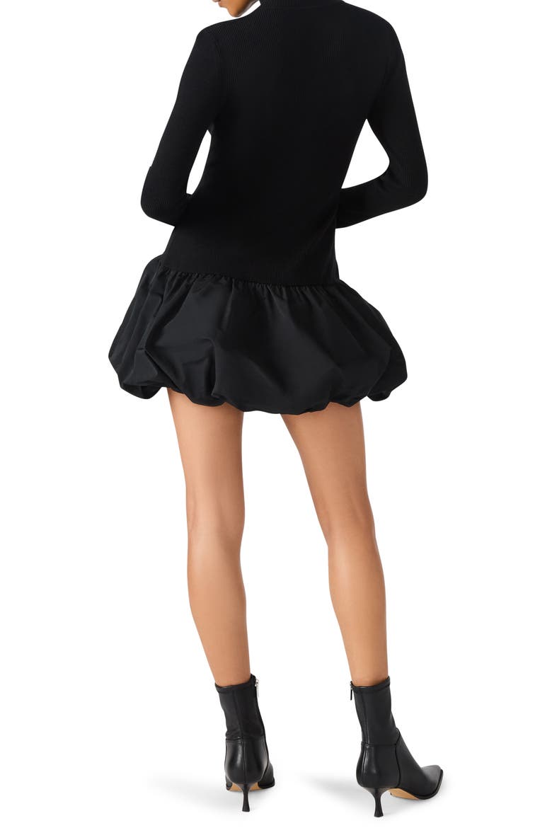 Penna Long Sleeve Bubble Hem Minidress, Alternate, color, BLACK