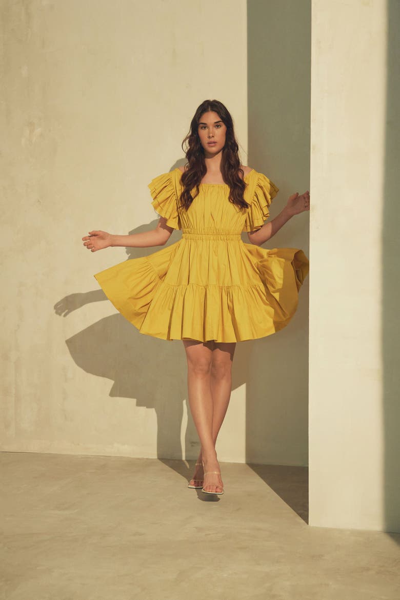 Ava Ruched Mini Dress in Mimosa, Alternate, color, Mimosa