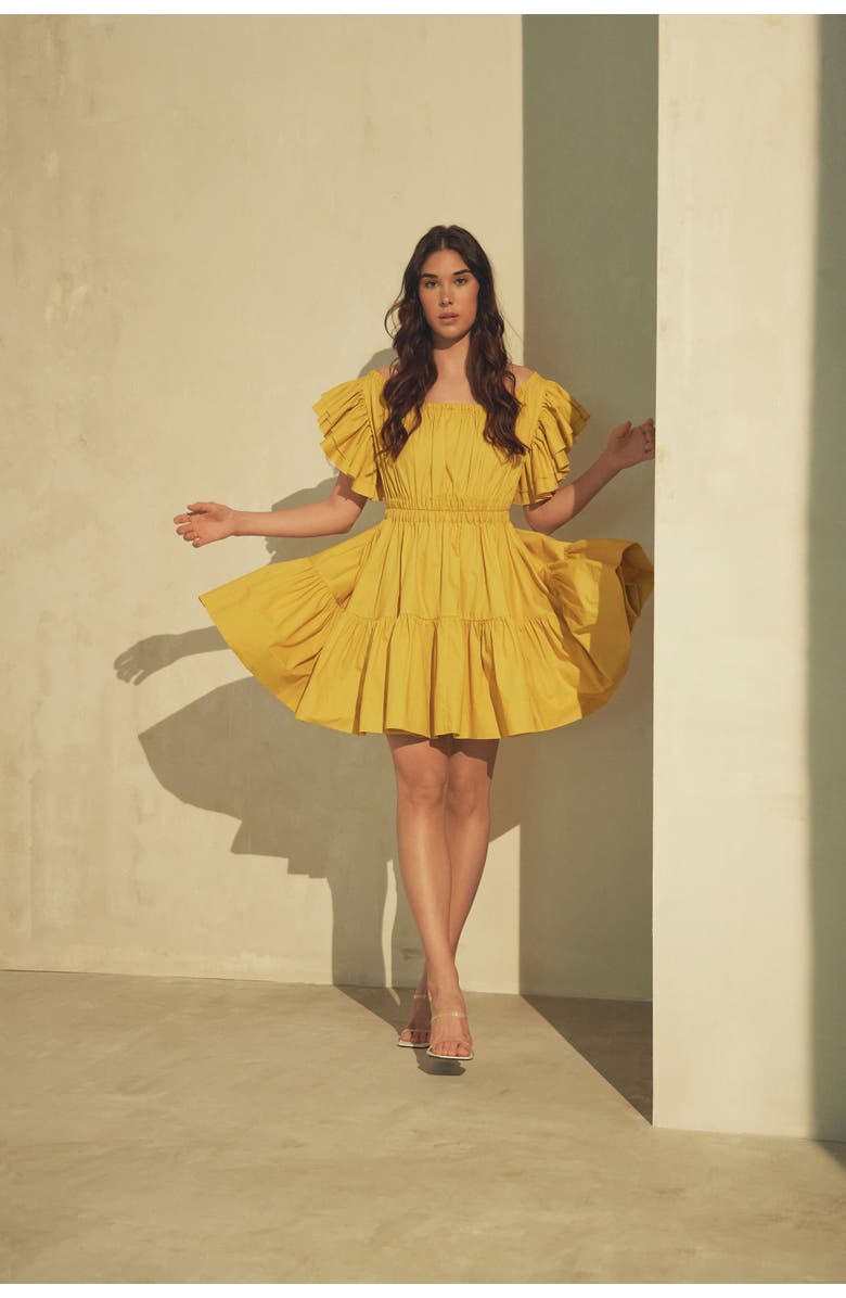 Vasiliki Ava Ruched Mini Dress in Mimosa, Alternate, color, Mimosa