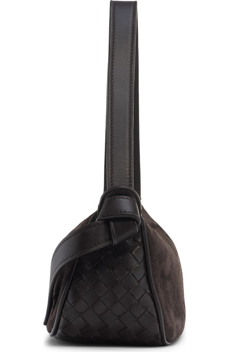 Bottega Veneta Mini Nodo Intrecciato Leather & Suede Shoulder Bag, Alternate, color, 2028 Espresso-Gold