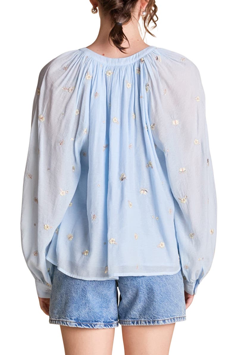English Factory Flower Embroidered Woven Shirt, Alternate, color, Powder Blue
