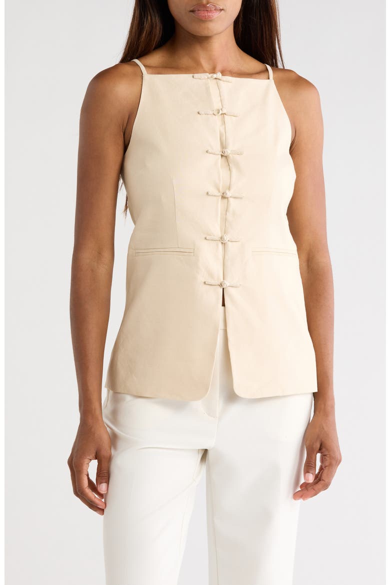 Beatrice Sleeveless Linen Blend Top, Main, color, SAND