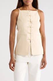 Rebecca Taylor Beatrice Sleeveless Linen Blend Top