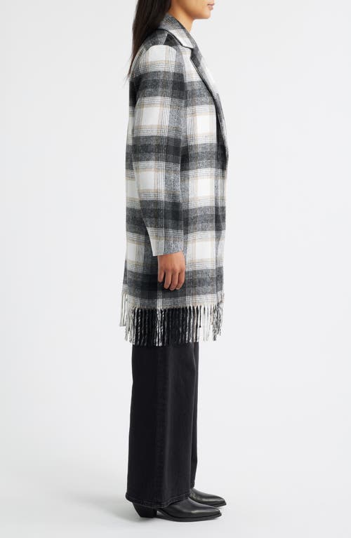 Hatley Plaid Fringe Jacket In Gray