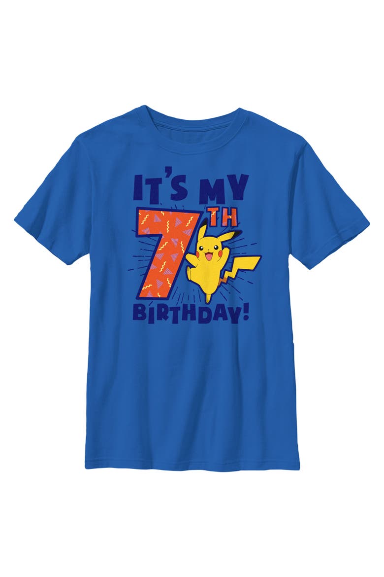 Boy's Pokemon It's My 7th Birthday Pikachu  Graphic T-Shirt, Main, color, Royal Blue