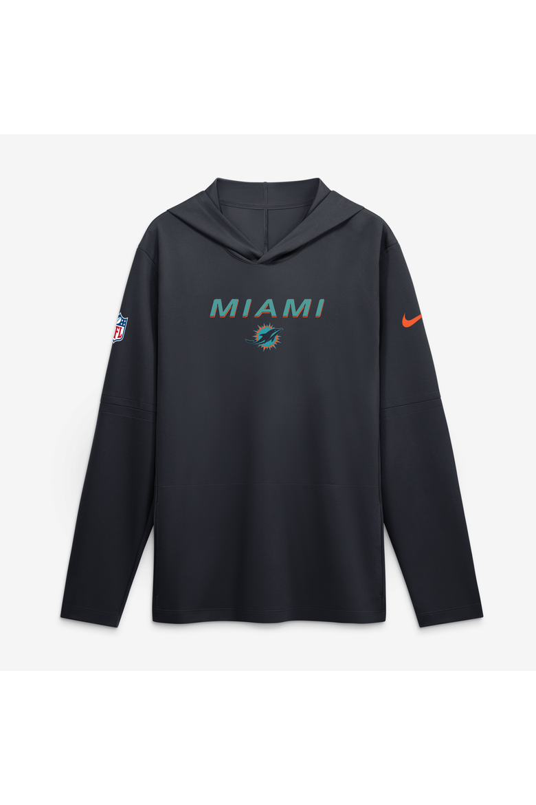 Men's Nike  Navy Miami Dolphins Rivalries Collection Sideline Lightweight Hooded Long Sleeve Top, Alternate, color, Navy