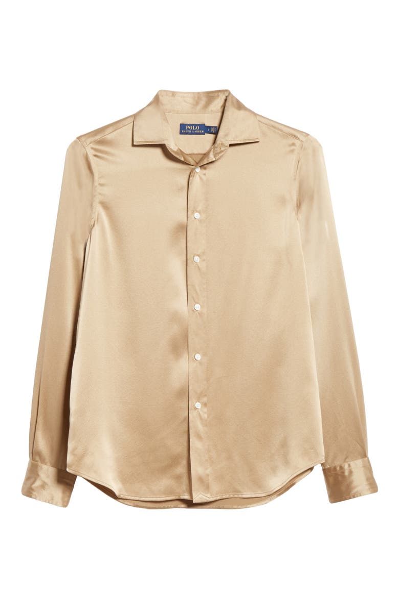 Silk Charmeuse Blouse, Alternate, color, MONTANA KHAKI