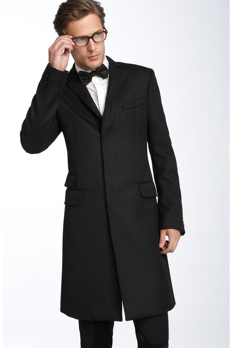 D&G Trim Fit Three Button Topcoat, Main, color, BLACK
