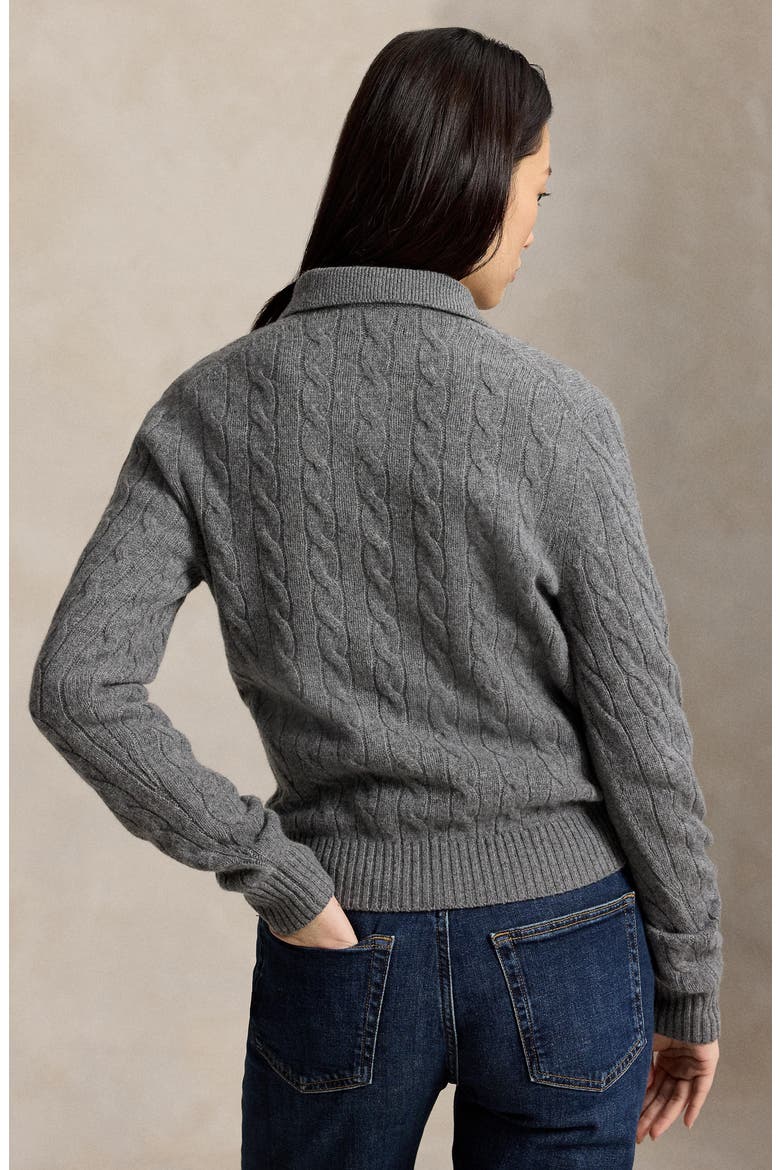 Wool & Cashmere Polo Sweater, Alternate, color, FLANNEL GREY HEATHER