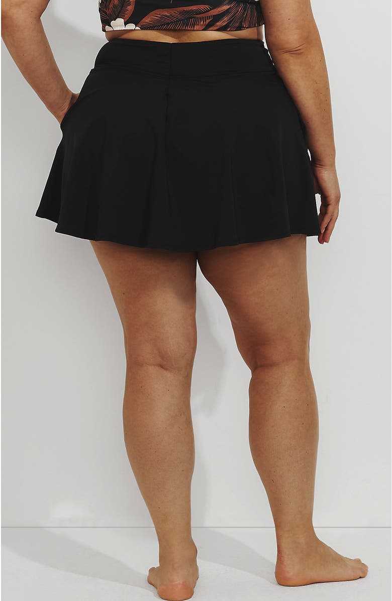Lands' End Plus Size High Waisted Tulip Hem Swim Skort, Alternate, color, Black