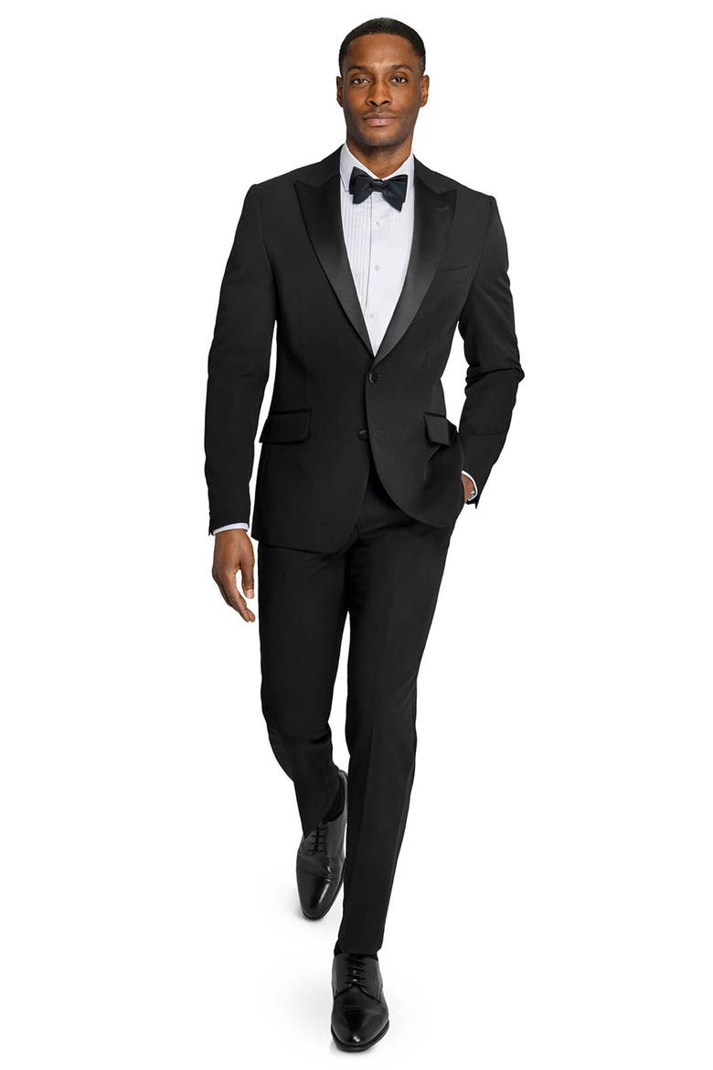 Peak Lapel Tuxedo Jacket, Alternate, color, BLACK