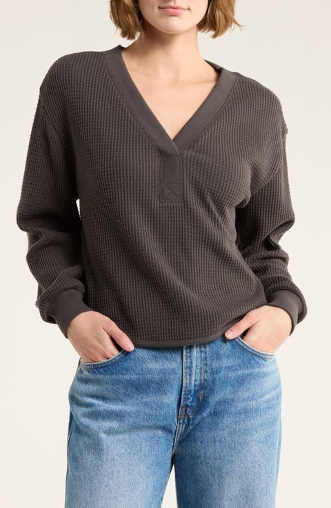 Brushed Waffle V-Neck T-Shirt