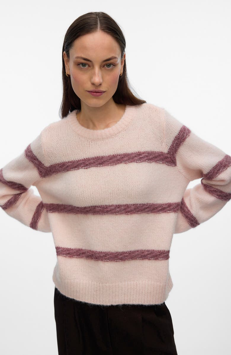 VERO MODA Zada Oversize Stripe Sweater, Alternate, color, Pink Dogwood Detail
