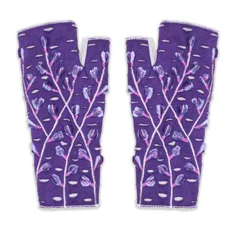 Women's Artisan Crafted Fleece Lined Azalea Fingerless Gloves