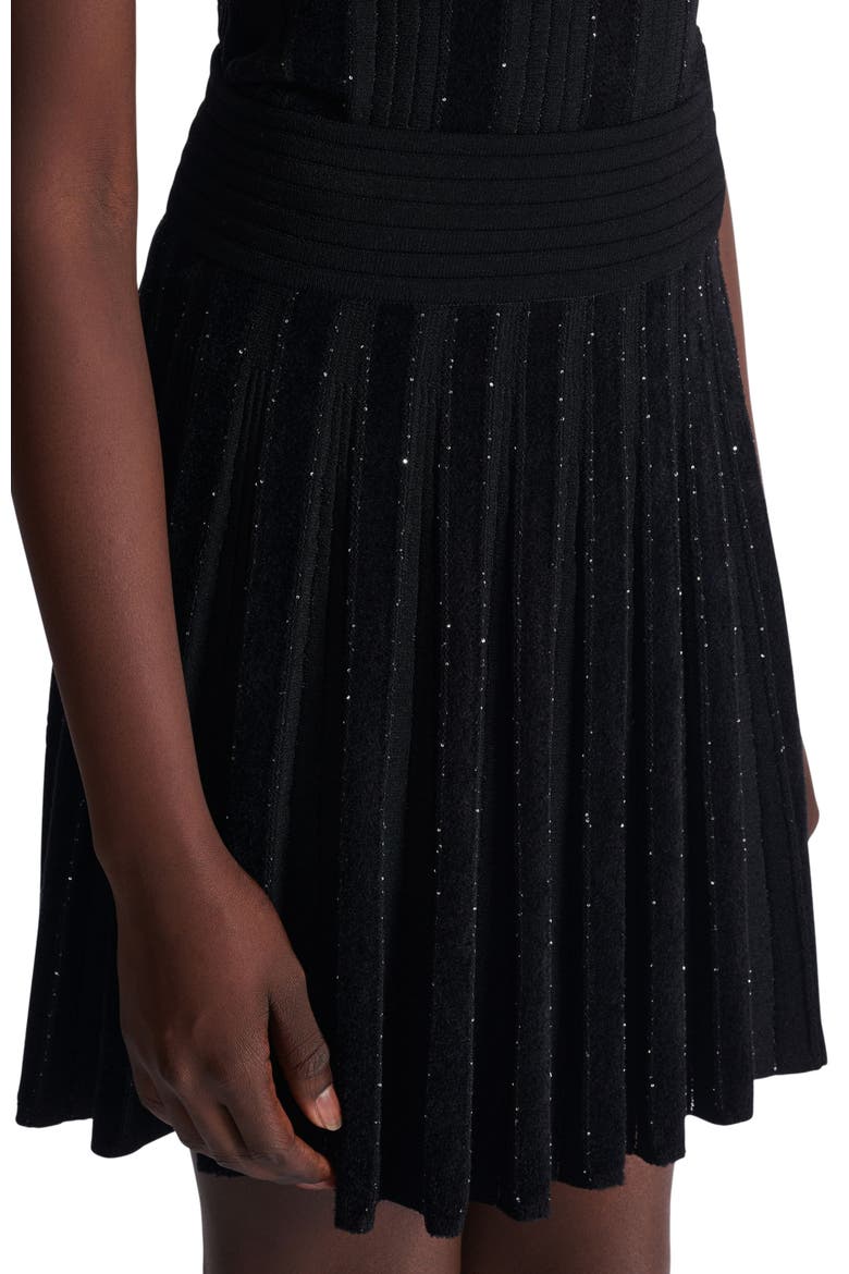 Pleated glitter knit skirt, Alternate, color, black
