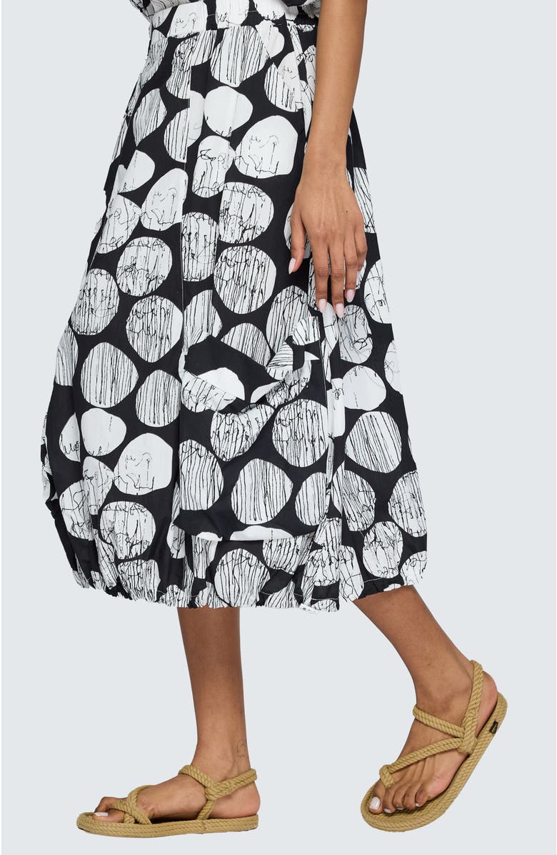 LUUKAA Alira Printed Poplin Balloon Skirt, Alternate, color, Black Print