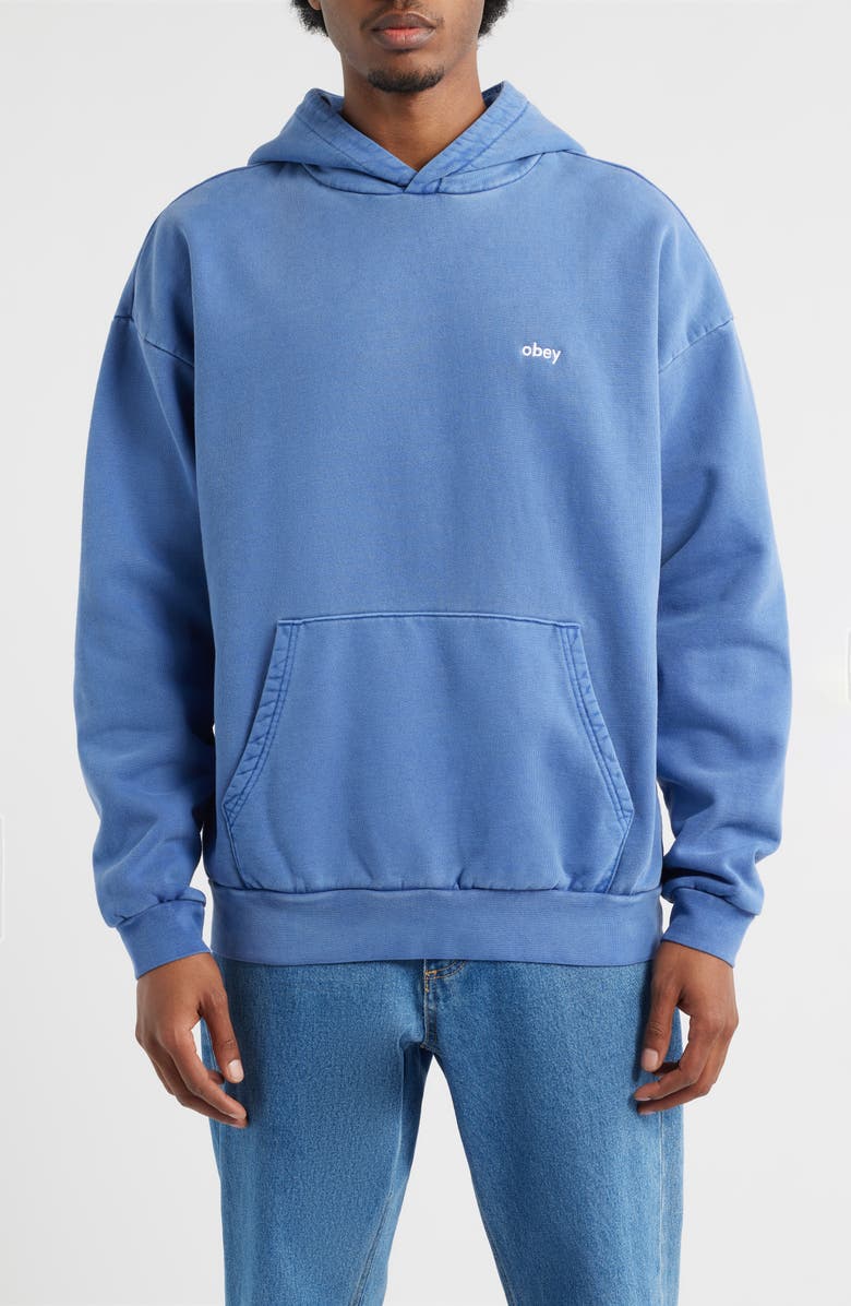 Obey Lowercase Pigment Hoodie, Main, color, Pigment Electric Indigo