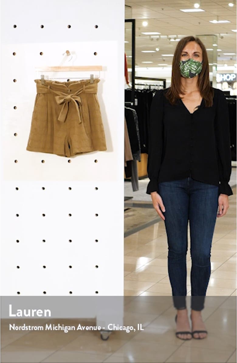 Textured High Paperbag Waist Shorts, sales video thumbnail
