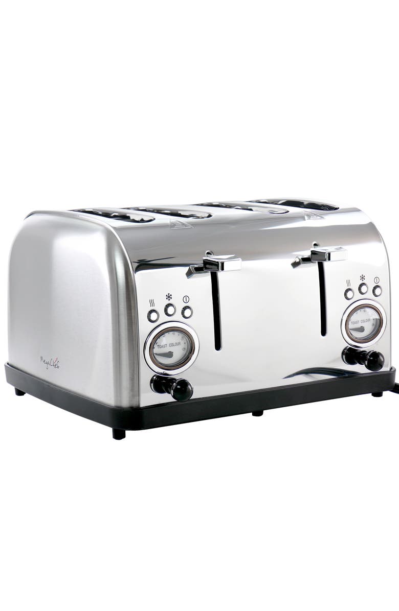 Megachef 4 Slice Wide Slot Toaster with Variable Browning in Silver, Alternate, color, Grey