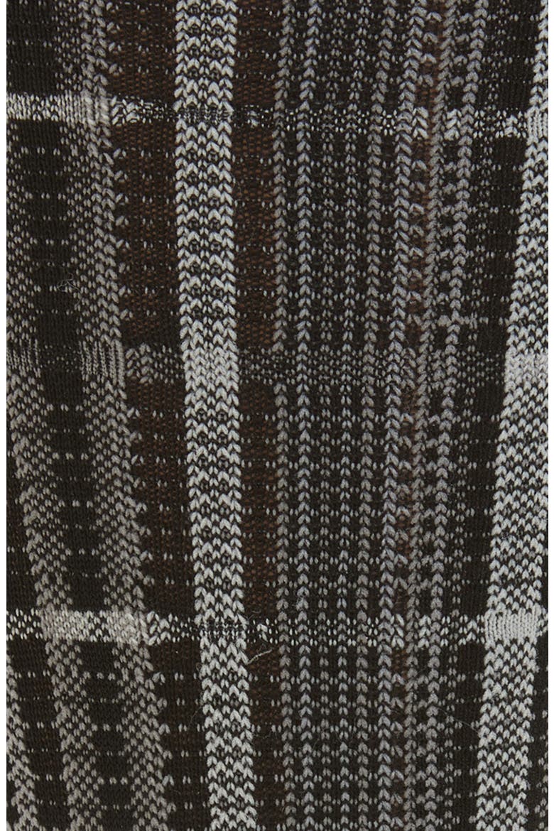 Plaid Jacquard Cotton Blend Socks, Alternate, color, BLACK
