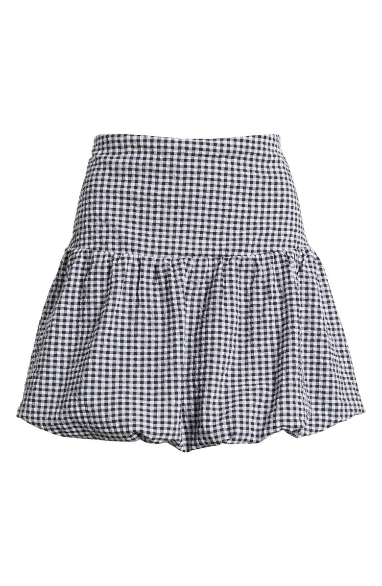 BP. Gingham Seersucker Bubble Hem Miniskirt, Alternate, color, Black- White Gingham