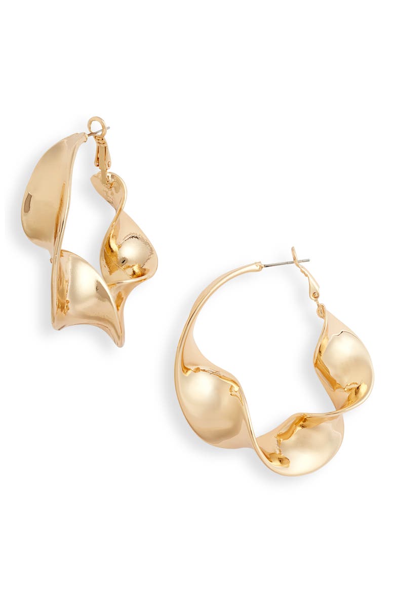 Twisted Hoop Earrings, Main, color, GOLD