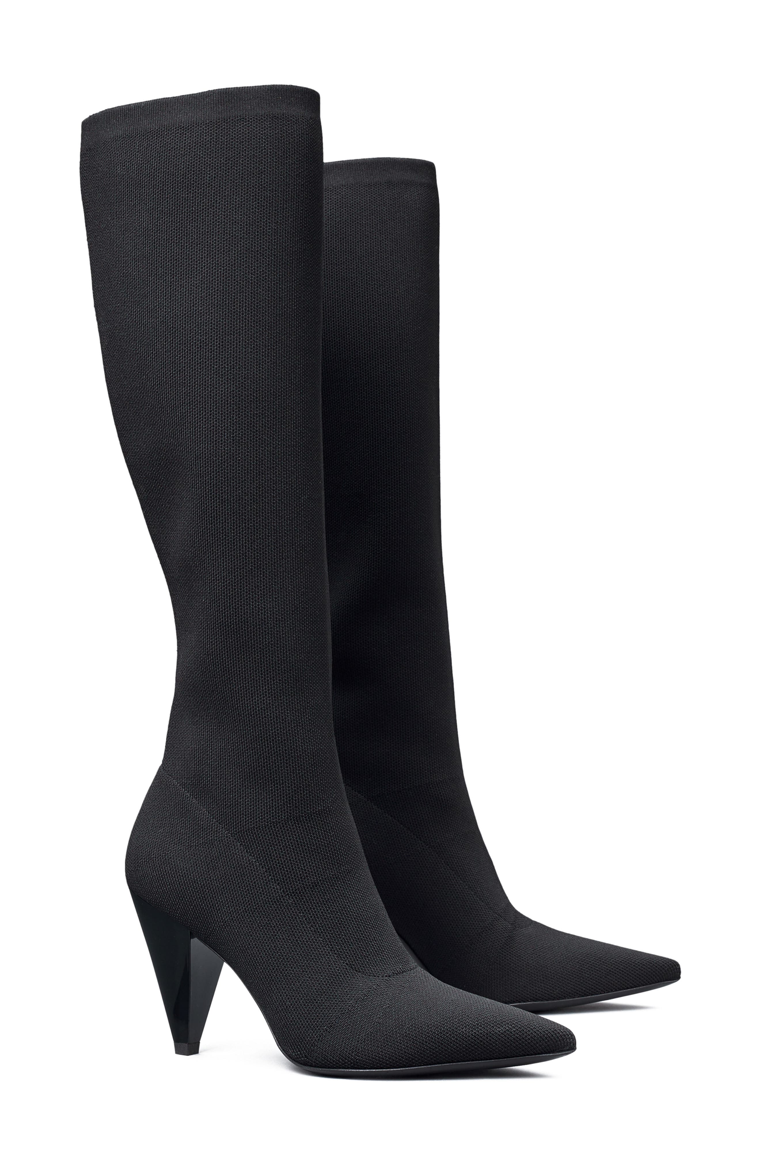 Tory Burch Engineered Knit Knee High Boot, Main, color, 