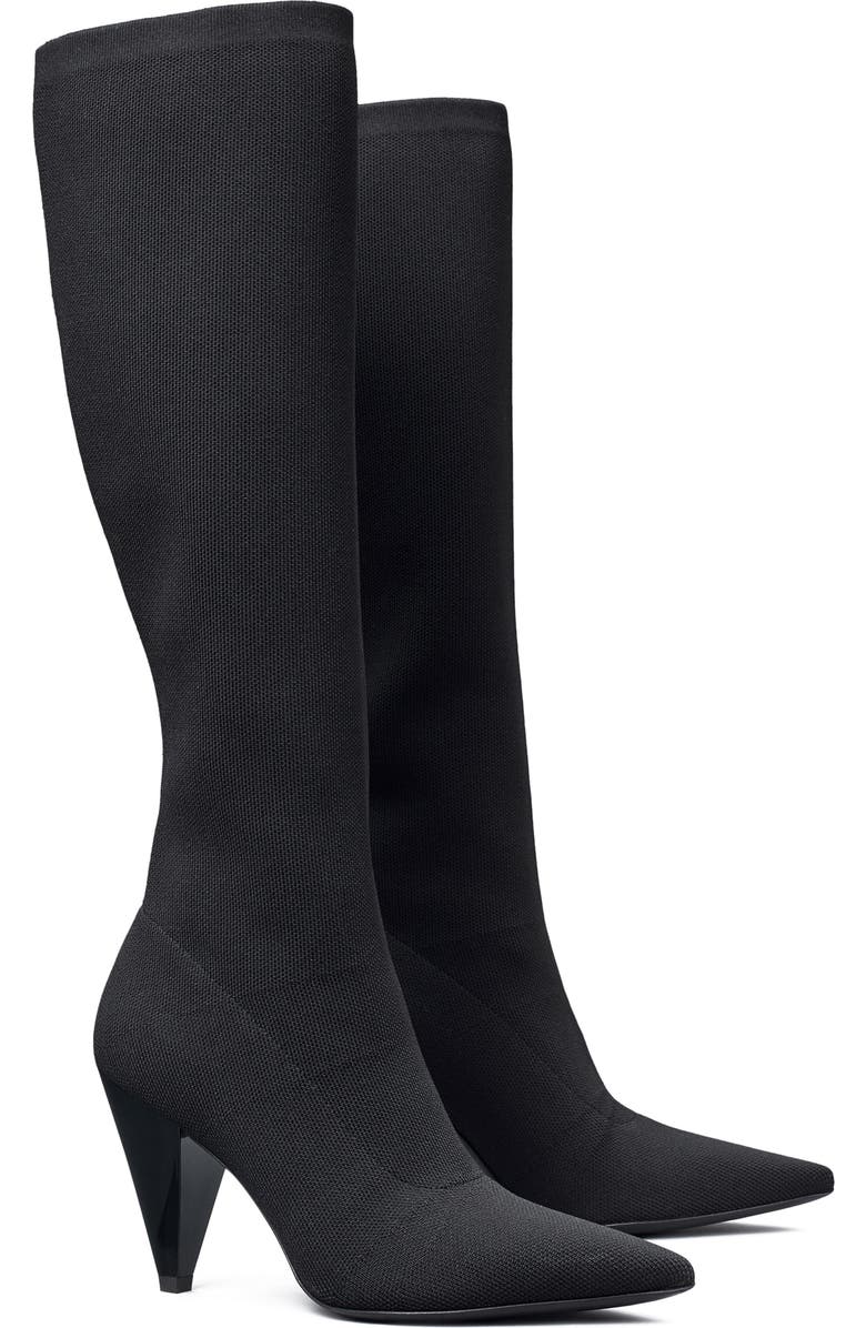 Tory Burch Engineered Knit Knee High Boot, Main, color,