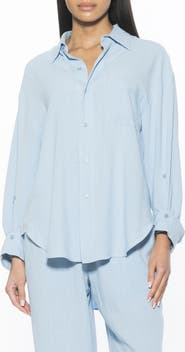 Alexia Admor Amber Oversize Linen & Cotton Button-Up Shirt