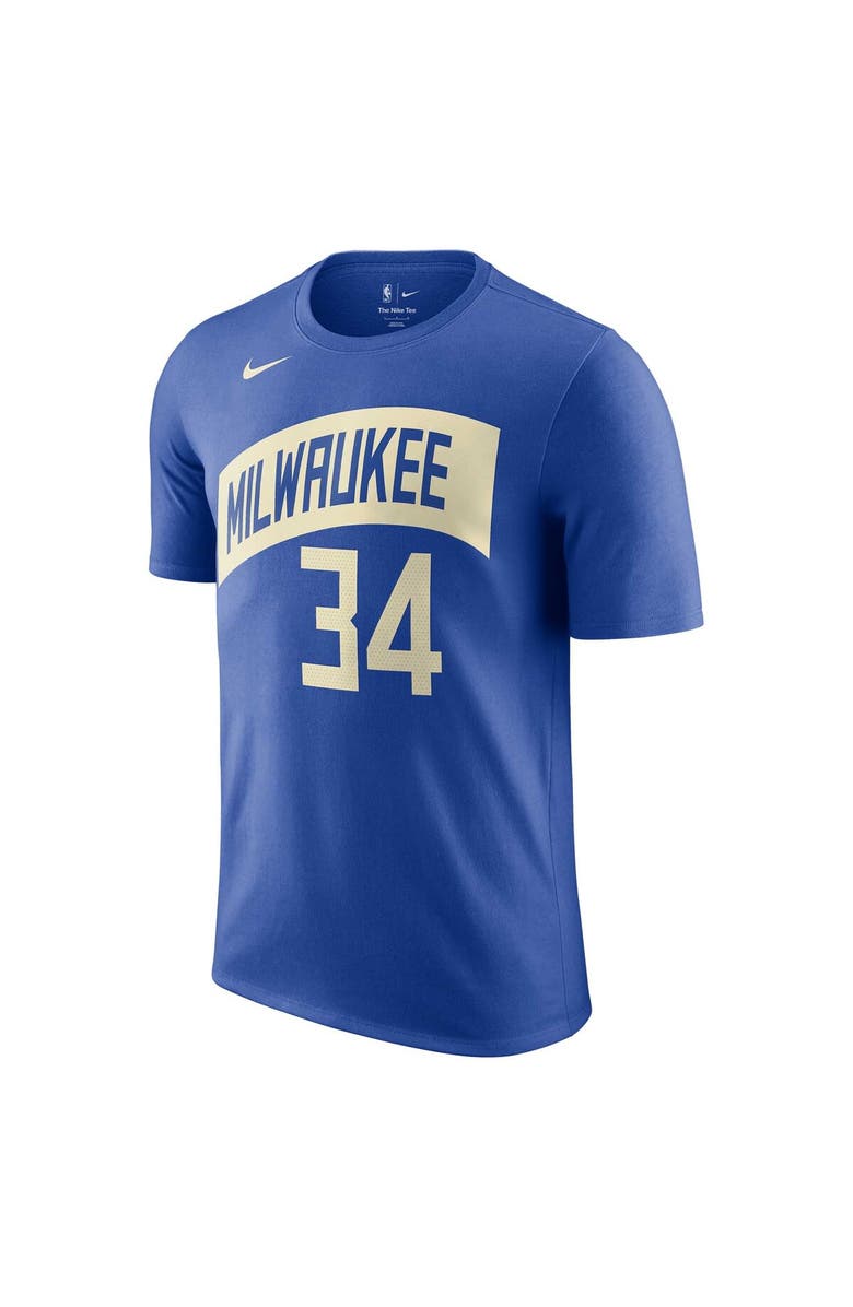 Nike Men's Nike Giannis Antetokounmpo Royal Milwaukee Bucks 2023/24 City Edition Name & Number T-Shirt, Alternate, color, 