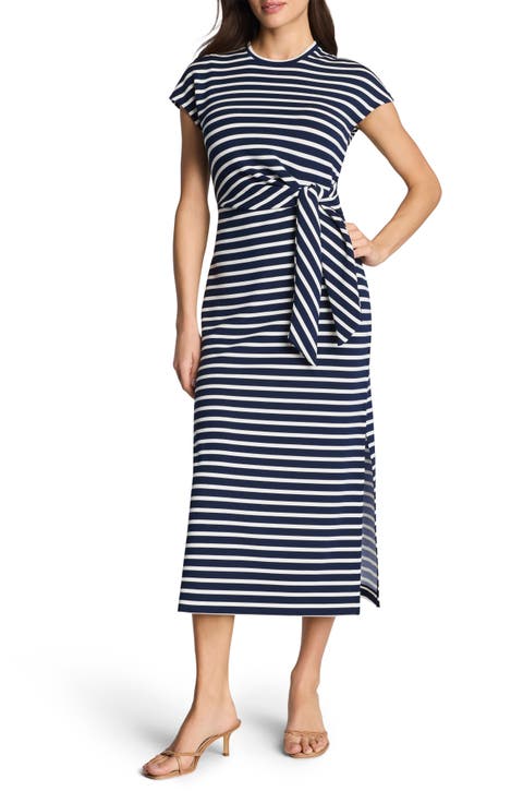 Stripe Tie Waist Maxi Dress (Regular & Plus)
