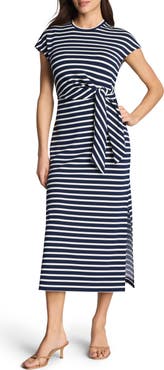 SPANX® Stripe Tie Waist Maxi Dress