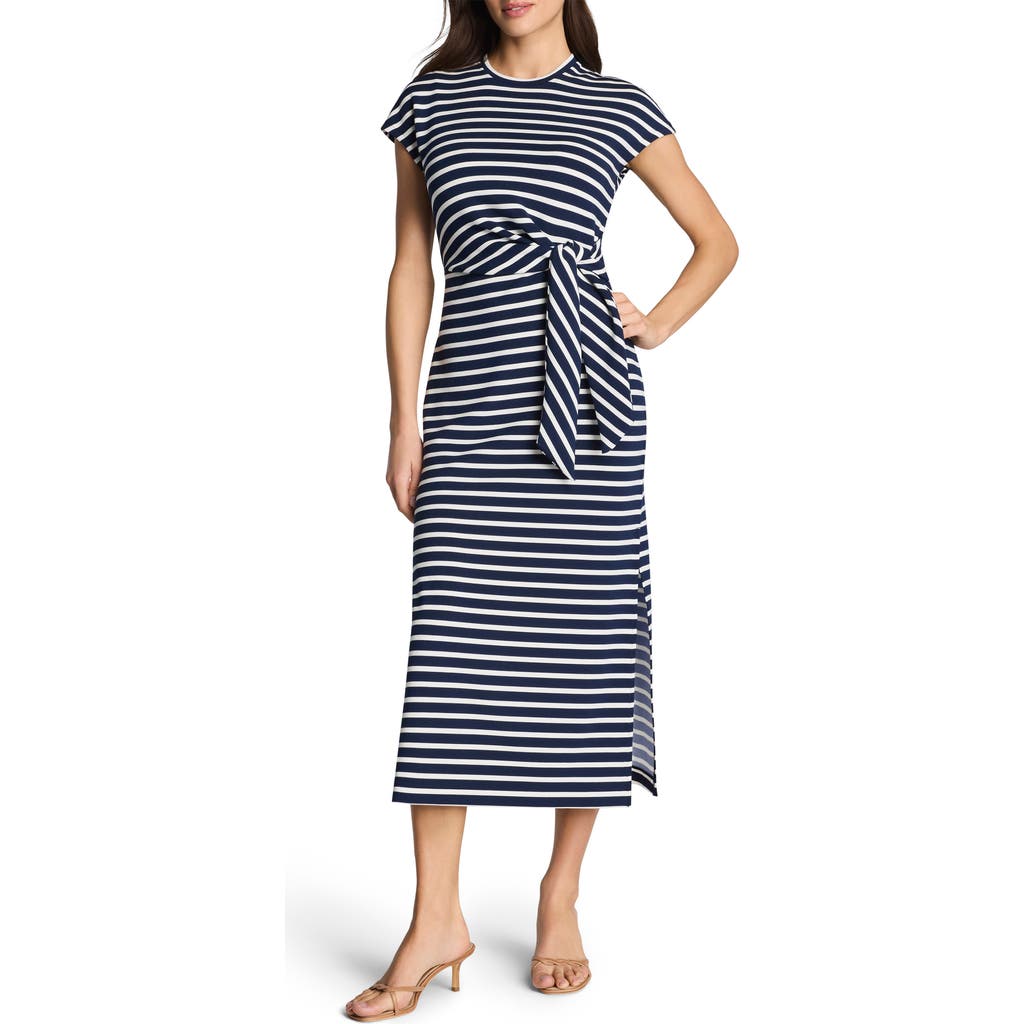 SPANX® Stripe Tie Waist Maxi Dress in Yacht/navy at Nordstrom, Size Large