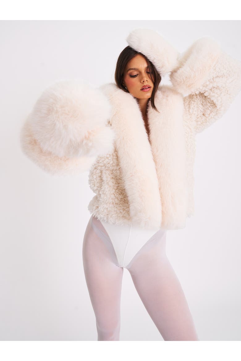 Katia Faux Fur Mittens, Alternate, color, White