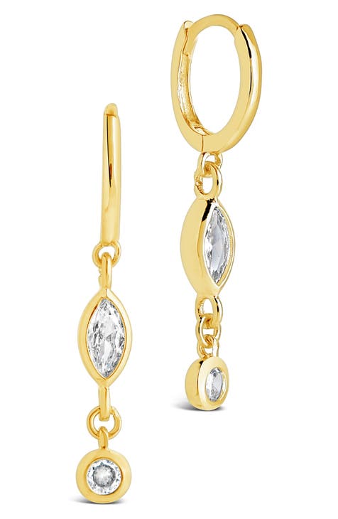 Wanda Cubic Zirconia Drop Huggie Hoop Earrings