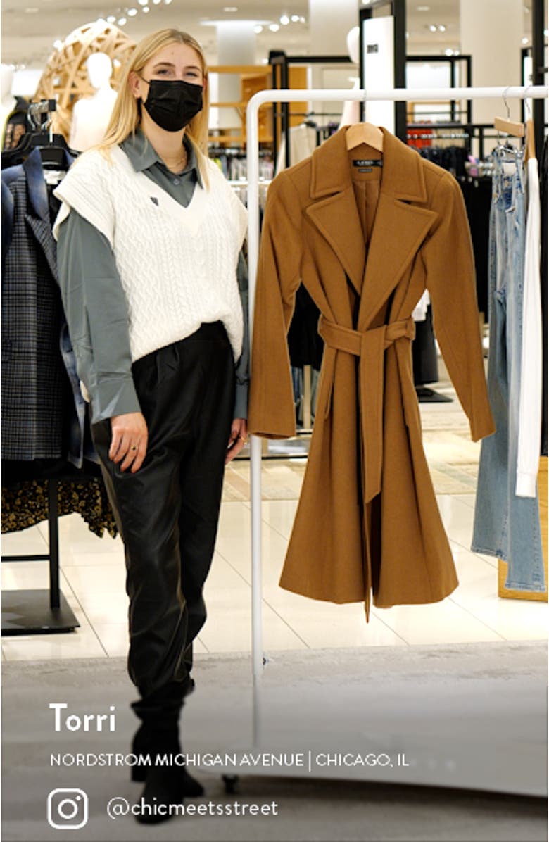 Women's Wool & Cashmere Blend Wrap Coat, sales video thumbnail