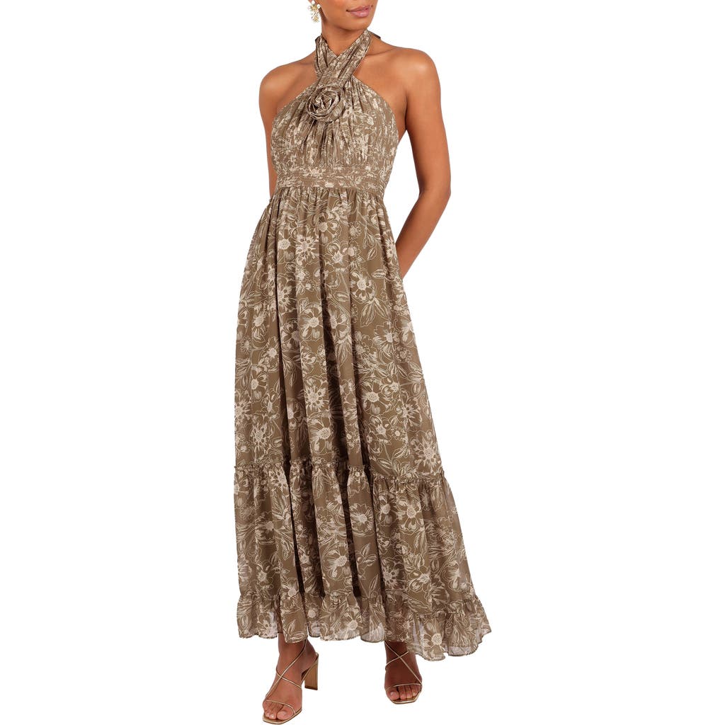 Petal And Pup Petal & Pup Lennon Floral Halter Gown In Multi