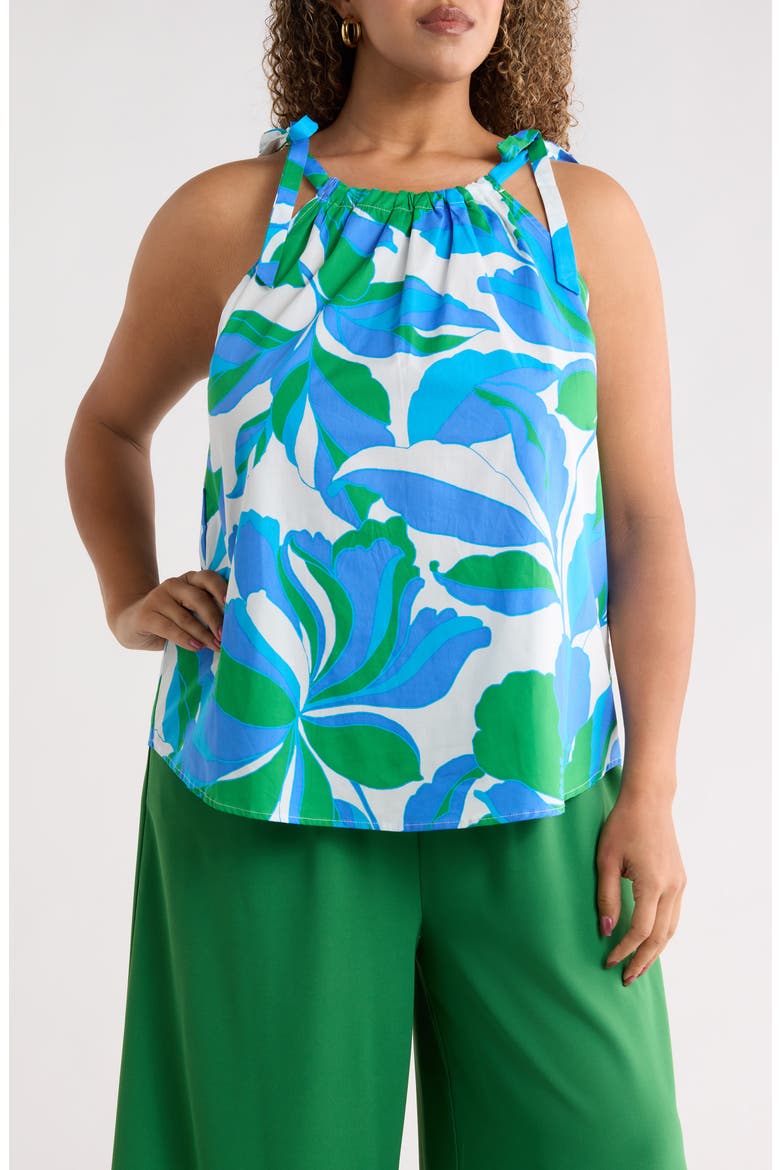 Pansie Floral Marra Top, Main, color, WHITE BLUE GREEN