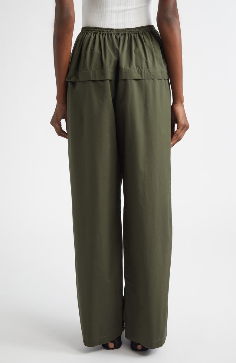 Alaïa Cotton Peplum Pants, Alternate, color, Olive
