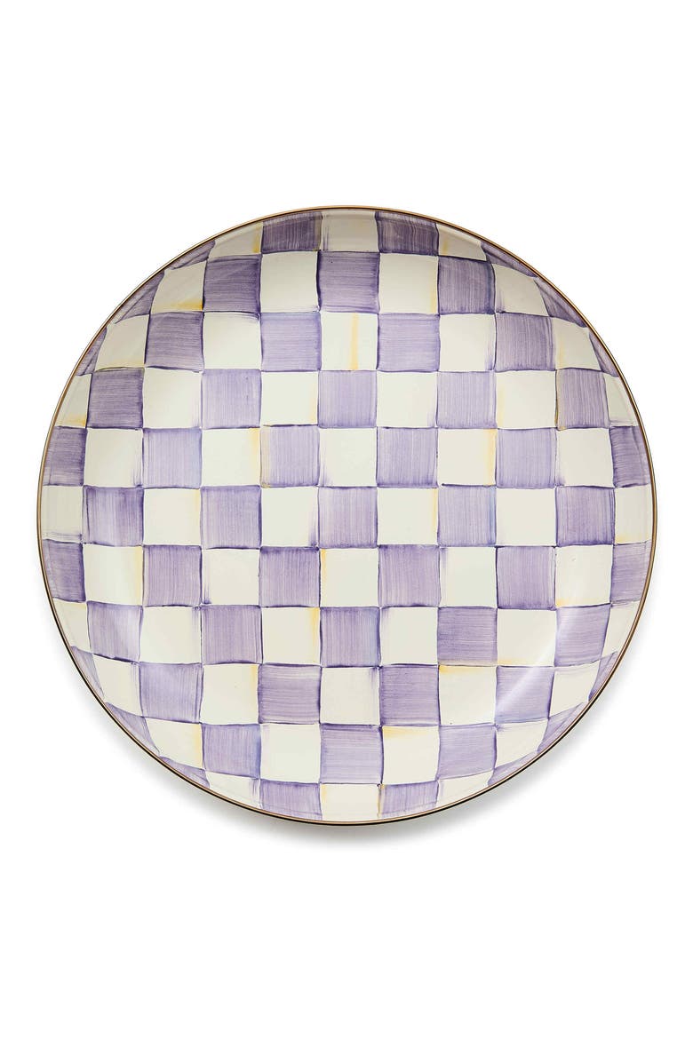 Violet Check Enameled Steel Abundant Bowl, Main, color, VIOLET