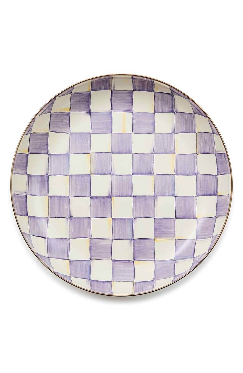 MACKENZIE CHILDS Violet Check Enameled Steel Abundant Bowl, Main, color, Violet