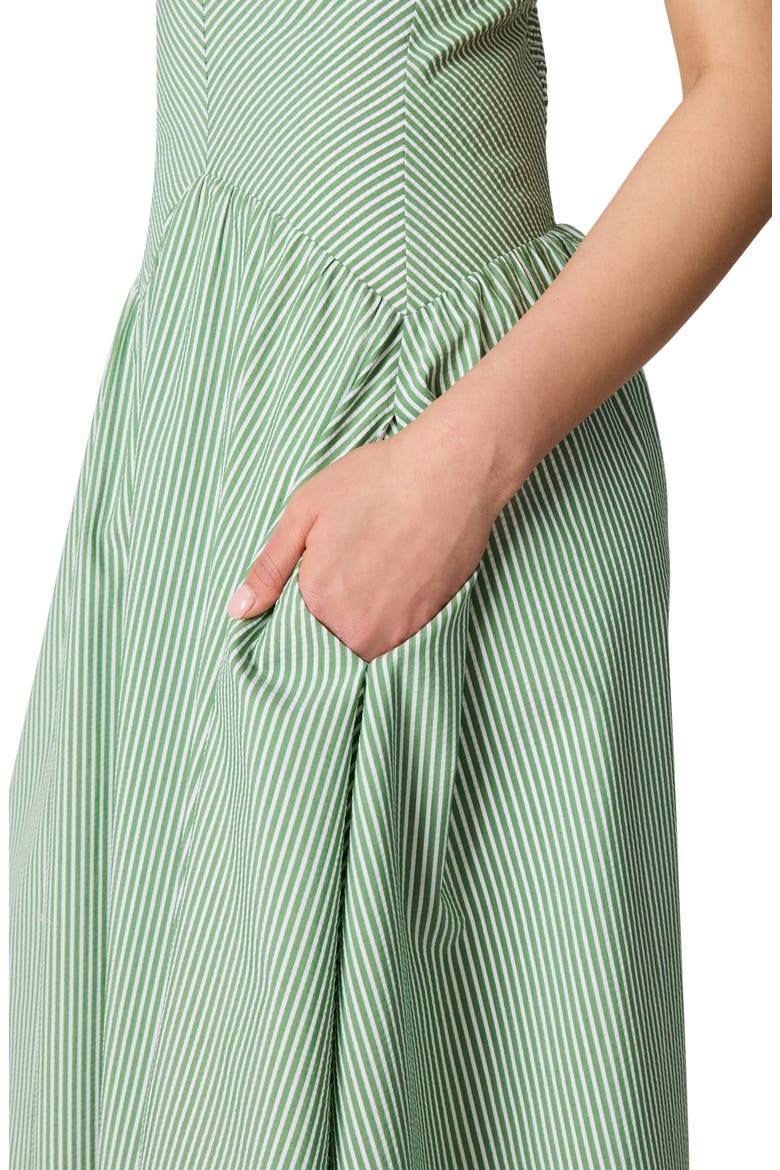 Una Stripe Seersucker Midi Dress, Alternate, color, GREEN MOSS