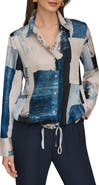 Donna Karan New York Drawstring Hem Long Sleeve Shirt