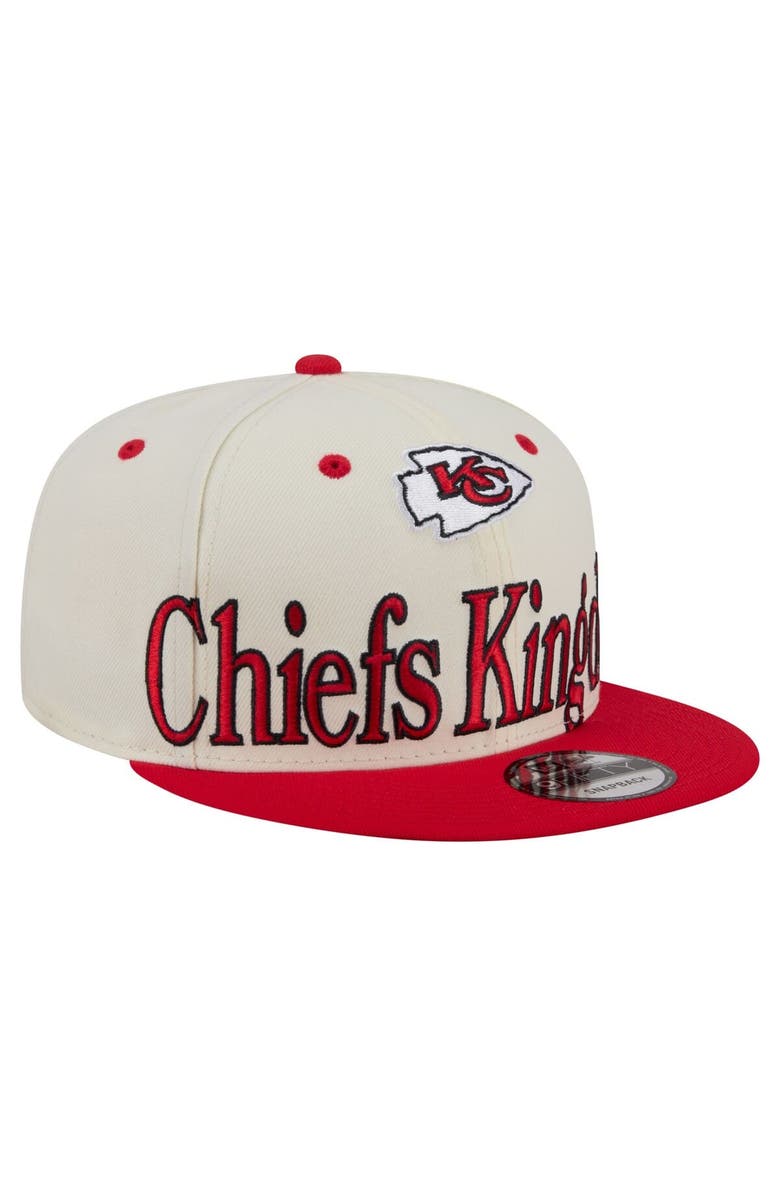 New Era Men's New Era Cream Kansas City Chiefs Oversized Slogan 9FIFTY Snapback Hat, Main, color, Cream