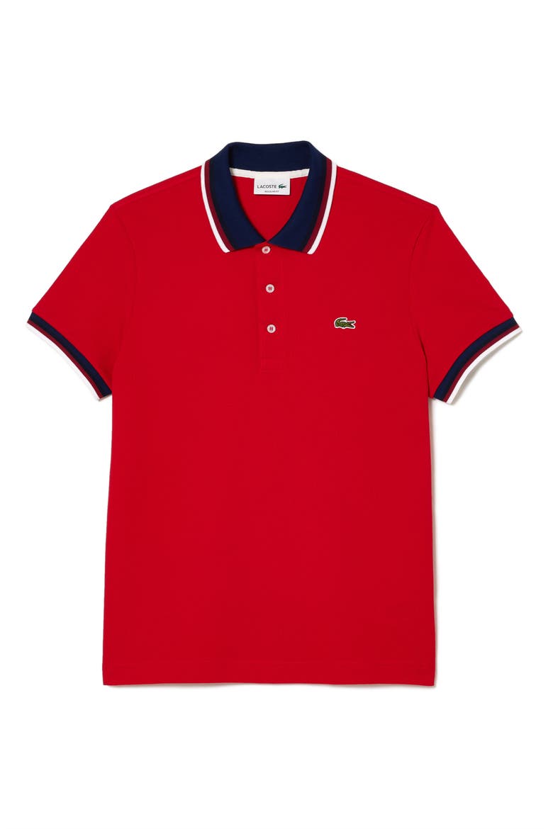 Regular Fit Stretch Piqué Polo, Main, color, ROUGE