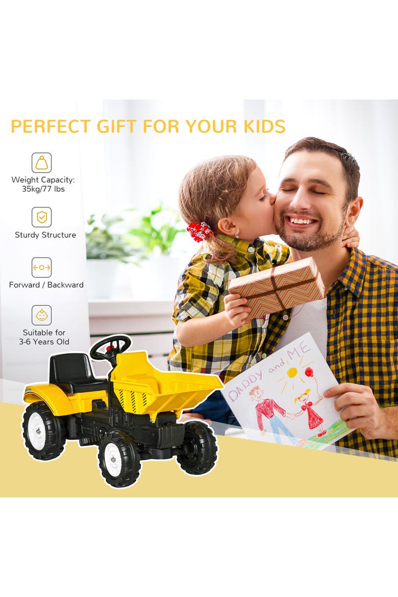 Kids Ride-On Excavator with Manual Bucket, Alternate, color, Yellow