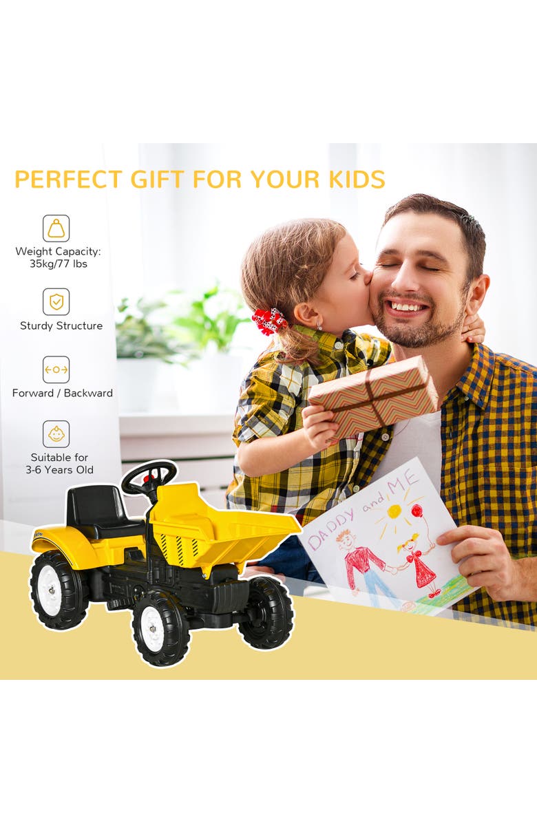 Aosom Kids Ride-On Excavator with Manual Bucket, Alternate, color, Yellow