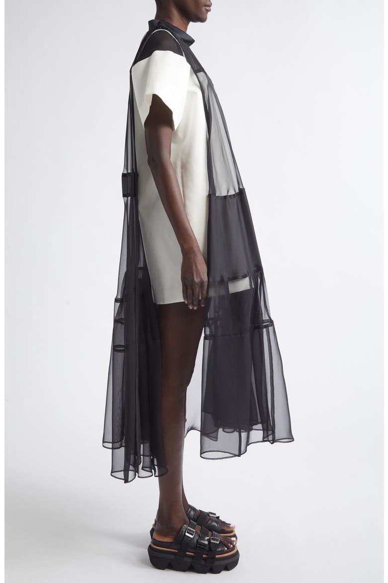 Mixed Media Maxi Dress, Alternate, color, OFF WHITE/ BLACK