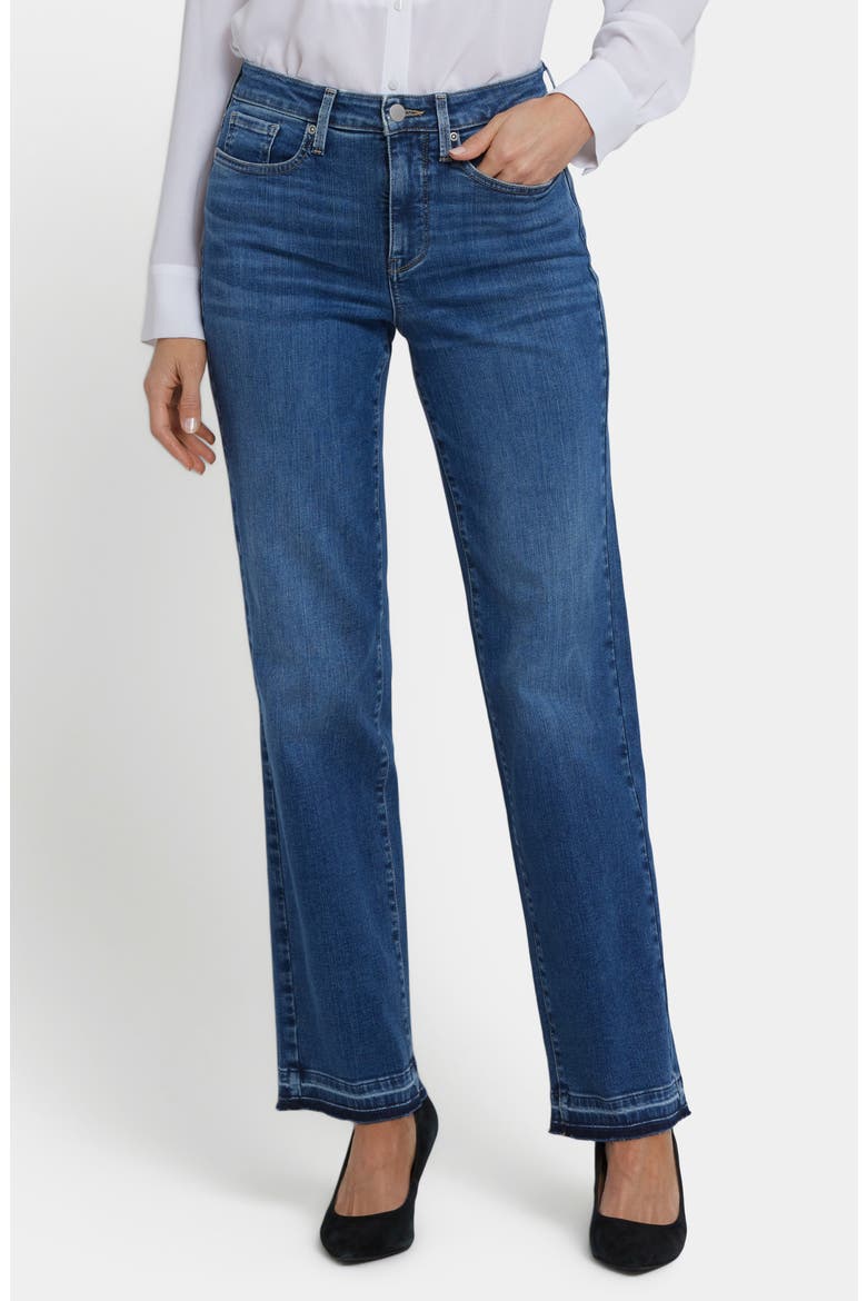 Bailey Release Hem High Waist Relaxed Straight Leg Jeans, Main, color, OPERA BLUE