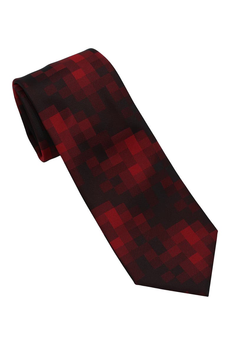 Shaded Geo Jacquard Tie, Main, color, BLACK/ RED